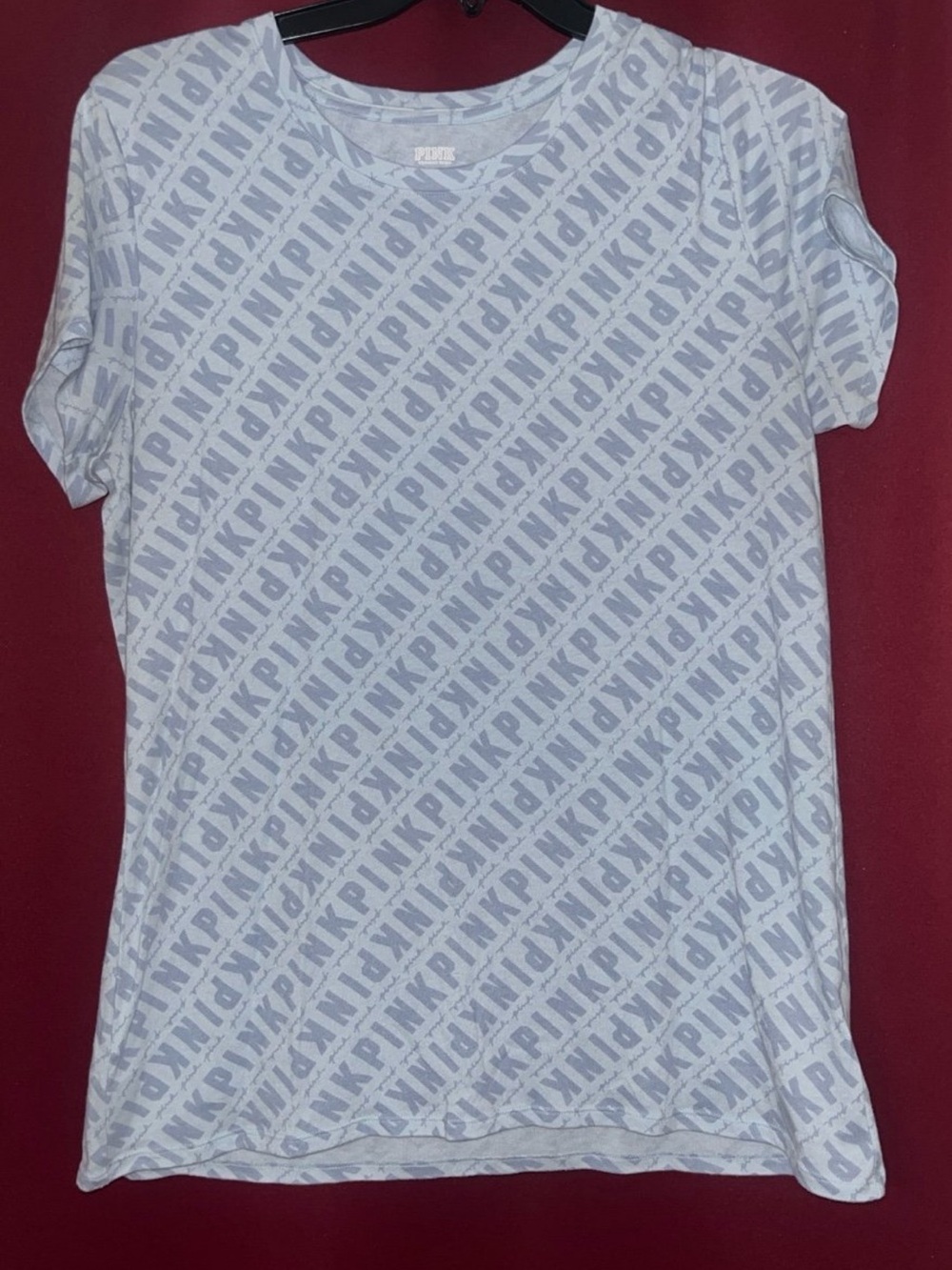 PINK Victoria's Secret Lightweight Logo Tee in Light blue